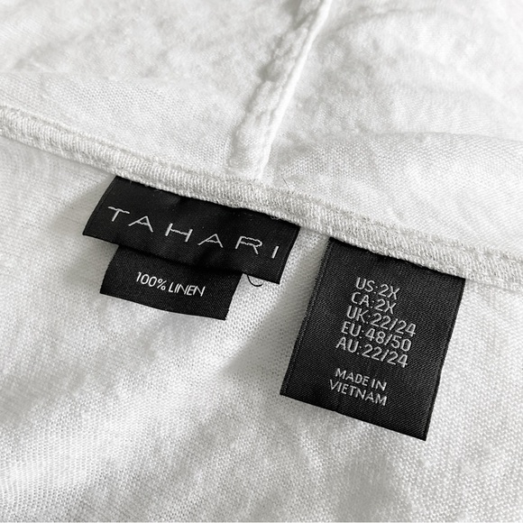 Tahari Linen Hooded Cardigan Sz 2X White Semi Sheer Coastal Resortwear Vacation - Picture 11 of 11